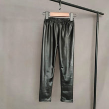 Load image into Gallery viewer, Kids Pants Spring Autumn Girls PU Leather Pencil Pants Children Skinny Black Imitation Leather Leggings Girls Trousers