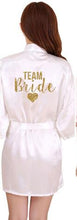 Load image into Gallery viewer, Kimono Robe Faux Silk Women Wedding Preparewear Bride Team Heart Golden Glitter Print Robes Bachelorette Pajamas Free Shipping