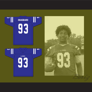 Kingsley Enagbare 93 Peachtree Ridge High School Lions Blue Football Jersey 2