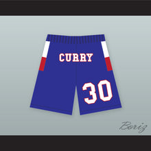 Load image into Gallery viewer, Stephen Curry 30 Charlotte Christian High School Knights Blue Basketball Shorts