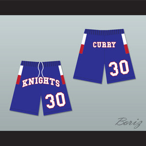 Stephen Curry 30 Charlotte Christian High School Knights Blue Basketball Shorts