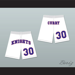 Stephen Curry 30 Charlotte Christian High School Knights White Basketball Shorts