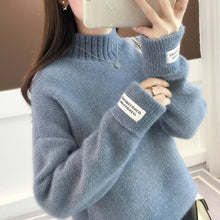 Load image into Gallery viewer, Knitted Warm Sweater Female For Autumn winter 2019 Ladies Long Sleeve Women Turtleneck Casual Pullover Blue Jumper Top