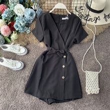 Load image into Gallery viewer, Korean 2020 Summer Playsuit Yellow Short Jumpsuit Casual V Neck Playsuits and Jumpsuits for Women KJ5254