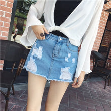 Load image into Gallery viewer, Korean Fashion Mini Skirts Jeans Pants for Women Bottoms Summer Harajuku Denim Shorts Short Blue Holes Women&#39;s Short Skirt 2021
