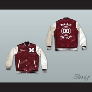 Kyle Lee Watson 00 Monarch High School Panthers Basketball Maroon and White Lab Leather Varsity Letterman Jacket