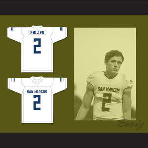 Kyle Philips 2 San Marcos High School Knights White Football Jersey 2