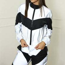 Load image into Gallery viewer, LASPERAL Women Tracksuit 2 Piece Set Reflective Zip Crop Top Pant Windbreaker Fashion Female Loose Glow Jacket Trouser Plus Size