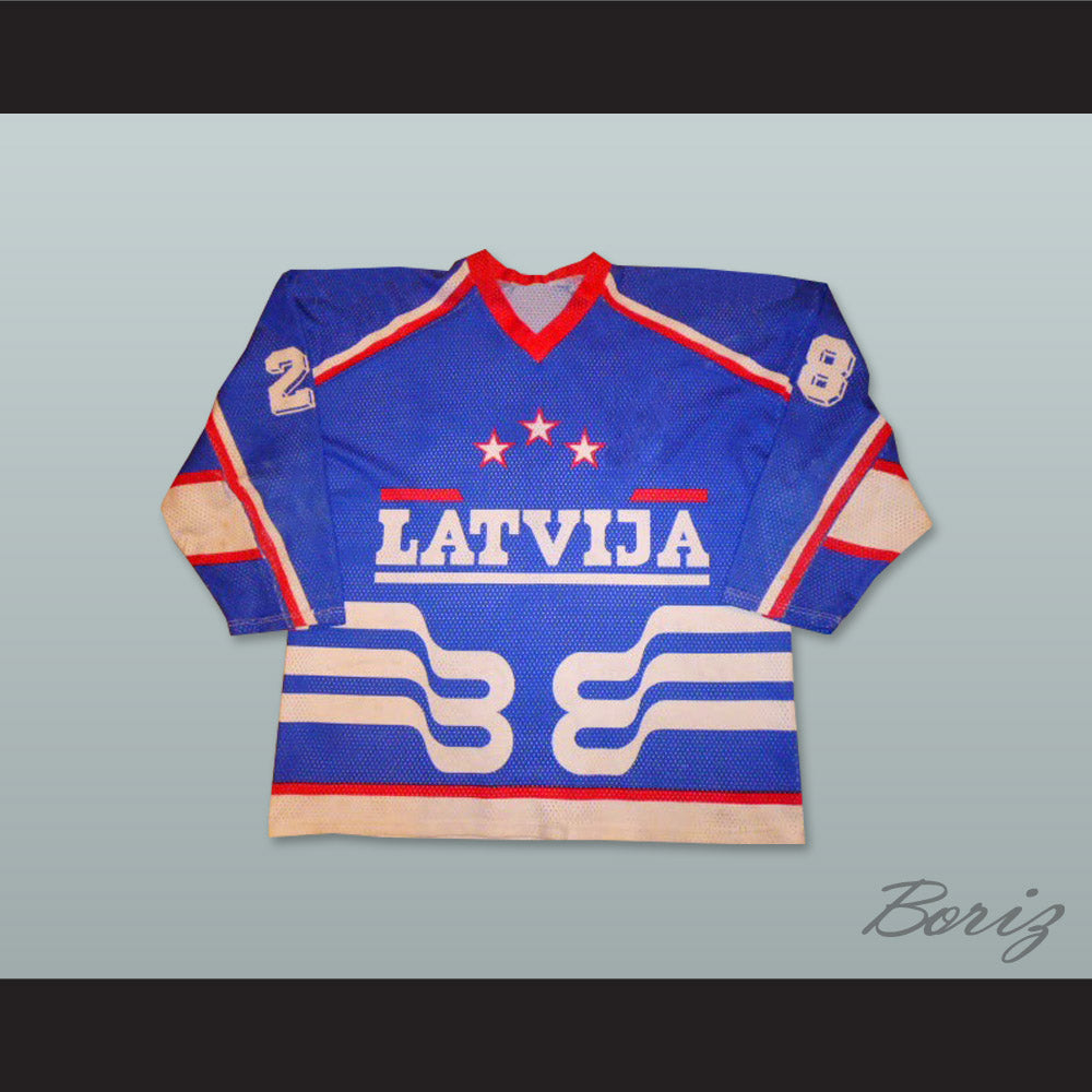 Latvija 28 Blue Hockey Jersey