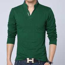 Load image into Gallery viewer, LEFT ROM 2019 fashion men Pure color leisure Long sleeve Polo shirt/high-grade male Pure cotton comfortable Slim fit Polo shirt