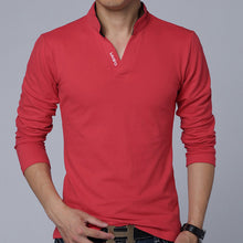 Load image into Gallery viewer, LEFT ROM 2019 fashion men Pure color leisure Long sleeve Polo shirt/high-grade male Pure cotton comfortable Slim fit Polo shirt