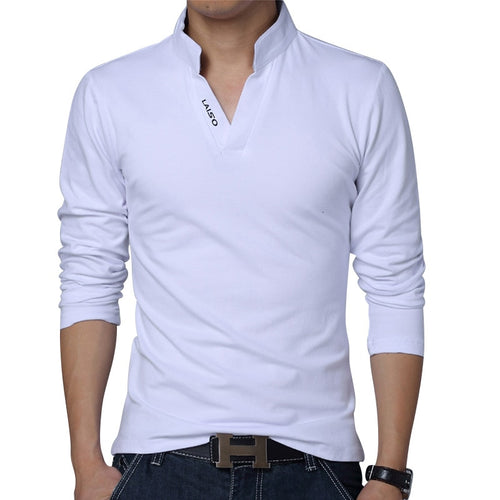 LEFT ROM 2019 fashion men Pure color leisure Long sleeve Polo shirt/high-grade male Pure cotton comfortable Slim fit Polo shirt