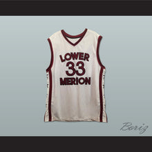 Load image into Gallery viewer, Kobe Bryant 33 Lower Merion High School White Basketball Jersey Side Stars