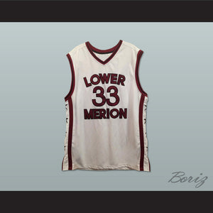 Kobe Bryant 33 Lower Merion High School White Basketball Jersey Side Stars