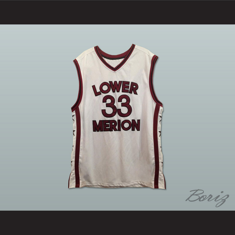 Kobe Bryant 33 Lower Merion High School White Basketball Jersey Side Stars