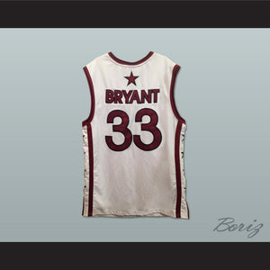 Kobe Bryant 33 Lower Merion High School White Basketball Jersey Side Stars