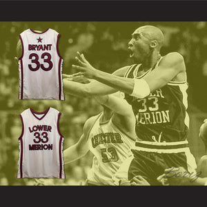 Kobe Bryant 33 Lower Merion High School White Basketball Jersey Side Stars