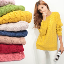 Load image into Gallery viewer, Laamei Twist Pattern Sweaters Women Autumn Winter Fashion Basic Pullover Female Jumpers Long Sleeve Pull Femme Casual Knitted