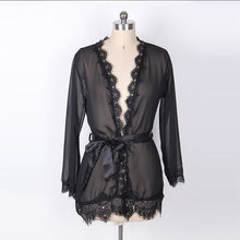 Load image into Gallery viewer, Lace Robe Pull Size XXL Sexy Lingerie Mini Dress Satin Bathrobe Bridesmaid Robes Lingerie Kimono Womens Tops and Blouses
