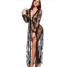 Load image into Gallery viewer, Ladies Long Gowns Black Bridesmaid Robes Lace See Though Bathrobe Kimono Underwear Women Lace Pink Women Clothes