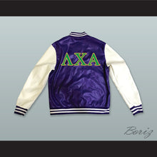 Load image into Gallery viewer, Lambda Chi Alpha Fraternity Purple and White Lab Leather Varsity Letterman Jacket