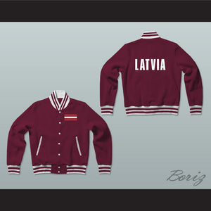 Latvia Varsity Letterman Jacket-Style Sweatshirt