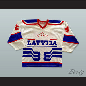 Latvija White Hockey Jersey