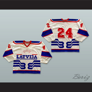 Latvija White Hockey Jersey