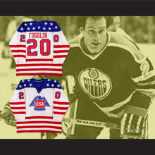 Load image into Gallery viewer, Lee Fogolin 20 Team USA Canada Cup Hockey Jersey