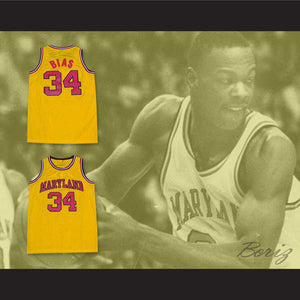 Len Bias 34 Maryland Yellow Basketball Jersey