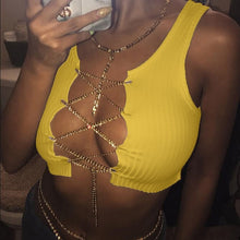 Load image into Gallery viewer, Leopard Printed Sexy Halter Crop Top Women Camis Backless Bandage Lace Up Sequins Metal Ring Tank Top 2019 Party Club Bustier