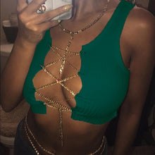 Load image into Gallery viewer, Leopard Printed Sexy Halter Crop Top Women Camis Backless Bandage Lace Up Sequins Metal Ring Tank Top 2019 Party Club Bustier