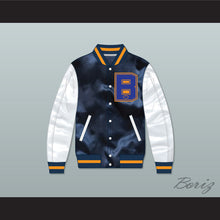 Load image into Gallery viewer, Lethal Weapon 2 Martin Riggs Navy Blue and White Varsity Letterman Satin Bomber Jacket