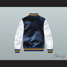 Load image into Gallery viewer, Lethal Weapon 2 Martin Riggs Navy Blue and White Varsity Letterman Satin Bomber Jacket