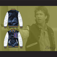 Load image into Gallery viewer, Lethal Weapon 2 Martin Riggs Navy Blue and White Varsity Letterman Satin Bomber Jacket