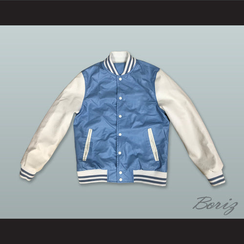 Light Blue and White Lab Leather Varsity Letterman Jacket