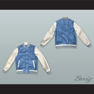 Light Blue and White Lab Leather Varsity Letterman Jacket
