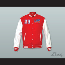 Load image into Gallery viewer, Like Mike 23 Red Wool and White Lab Leather Varsity Letterman Jacket