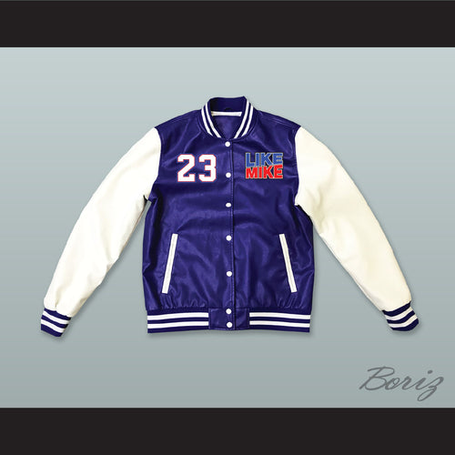 Like Mike 23 Blue and White Lab Leather Varsity Letterman Jacket