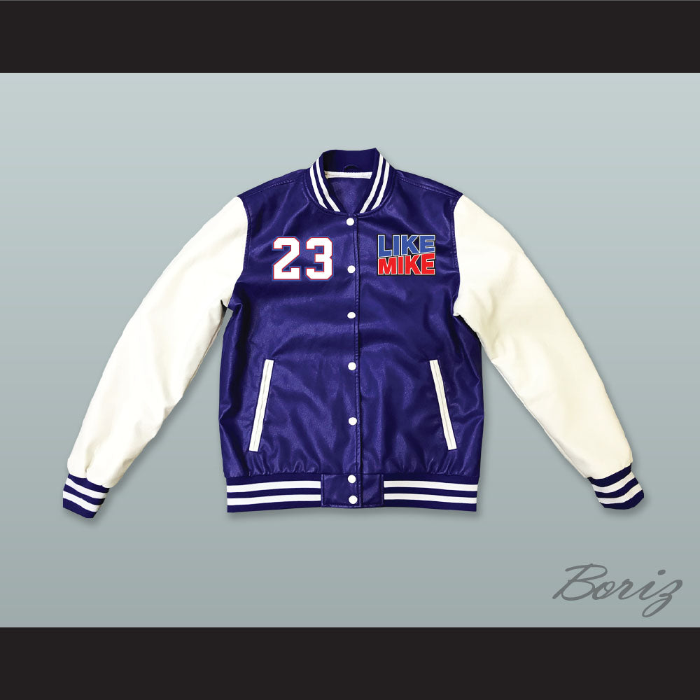 Like Mike 23 Blue and White Lab Leather Varsity Letterman Jacket
