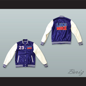 Like Mike 23 Blue and White Lab Leather Varsity Letterman Jacket