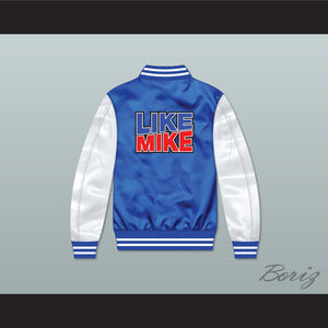 Like Mike 23 Blue/ White Varsity Letterman Satin Bomber Jacket