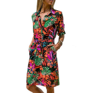 Long Sleeve Shirt Dress 2020 Summer Boho Beach Dresses Women Casual Striped Print A-line Mini Party Dress Vestidos