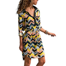 Load image into Gallery viewer, Long Sleeve Shirt Dress 2020 Summer Boho Beach Dresses Women Casual Striped Print A-line Mini Party Dress Vestidos