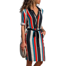 Load image into Gallery viewer, Long Sleeve Shirt Dress 2020 Summer Boho Beach Dresses Women Casual Striped Print A-line Mini Party Dress Vestidos