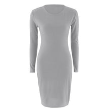 Load image into Gallery viewer, Long Sleeve Slim Dress for Women 2020 Spring Clothing Knee-Length Sheath Dress O-Neck Ladies Bodycon Dress Robe Femme