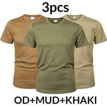 Load image into Gallery viewer, MEGE 3 Pcs/2 Pcs Men Camouflage Tactical T Shirt Army Military ShortSleeve O-neck Quick-Drying gym T Shirts Casual Oversized 4XL