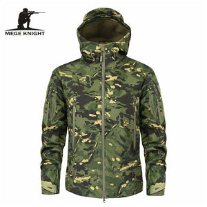 MEGE Men's Military Camouflage Fleece Tactical Jacket Men Waterproof  Softshell Windbreaker Winter Army Hooded Coat Hunt Clothes