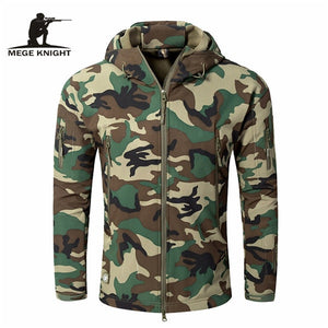 MEGE Men's Military Camouflage Fleece Tactical Jacket Men Waterproof  Softshell Windbreaker Winter Army Hooded Coat Hunt Clothes