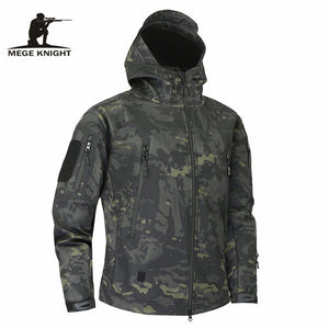 MEGE Men's Military Camouflage Fleece Tactical Jacket Men Waterproof  Softshell Windbreaker Winter Army Hooded Coat Hunt Clothes